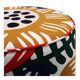 Contemporary Multicolour Floral-patterned Fabric and Brass Italian Circular Pouf