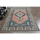 1970s Turkish Oushak Handmade Wool Cotton Pink Blue Area Rug 196x286
