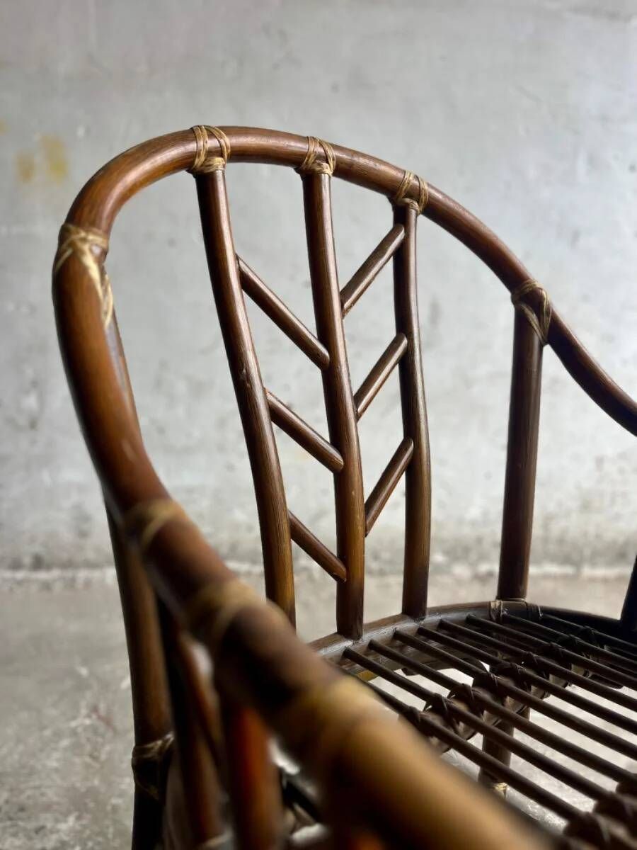 Rare ensemble de fauteuils en rotin McGuire des années 1970