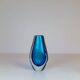 Pair of heavy crystal vases by Orrefors Mid-Century Modern by Sven Palmqvist, light blue.