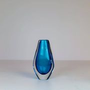 Pair of heavy crystal vases by Orrefors Mid-Century Modern by Sven Palmqvist, light blue.