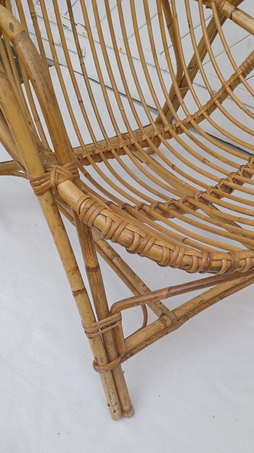 Old rattan armchair