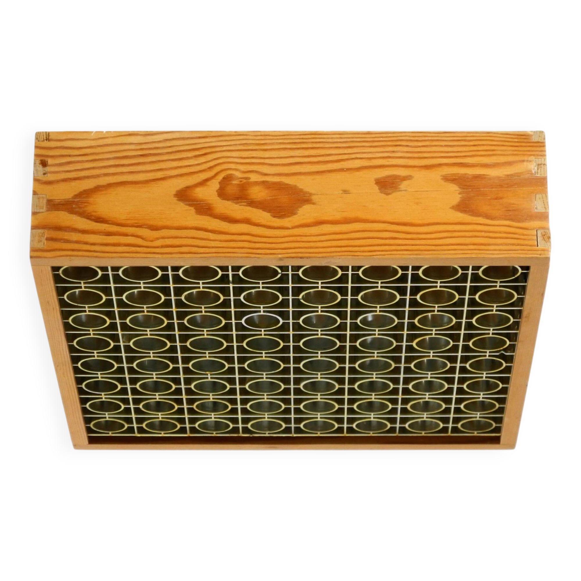 Beautiful 1970s square ceiling lamp made of pine wood by Alda Sweden