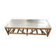 Coffee table in natural oak and top in blue stone of Flamant