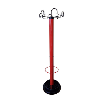 Coat rack in orange lacquered metal published by Seccose, 80s