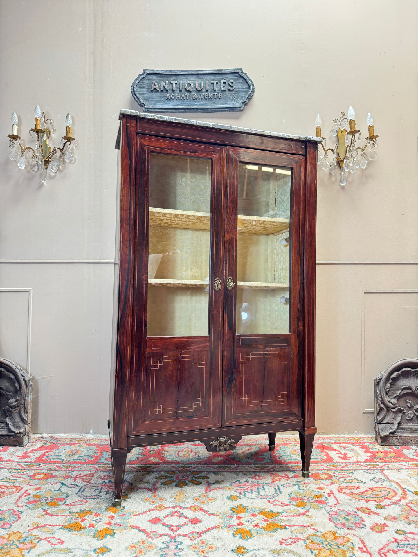 VITRINE EN MARQUETERIE D’ÉPOQUE LOUIS XVI XVIII EME SIÈCLE