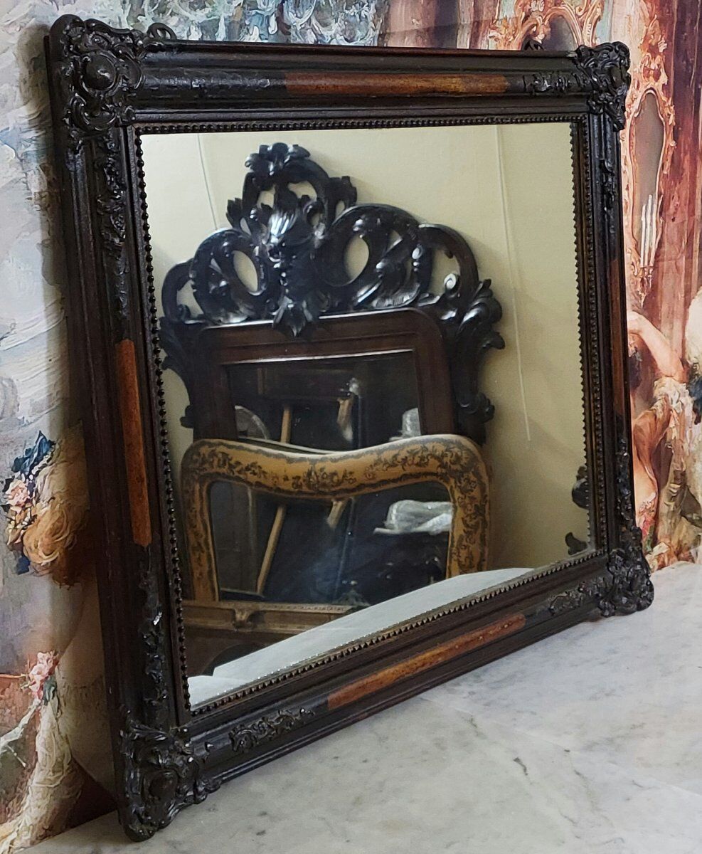 Large 19th-century lacquered wooden mirror