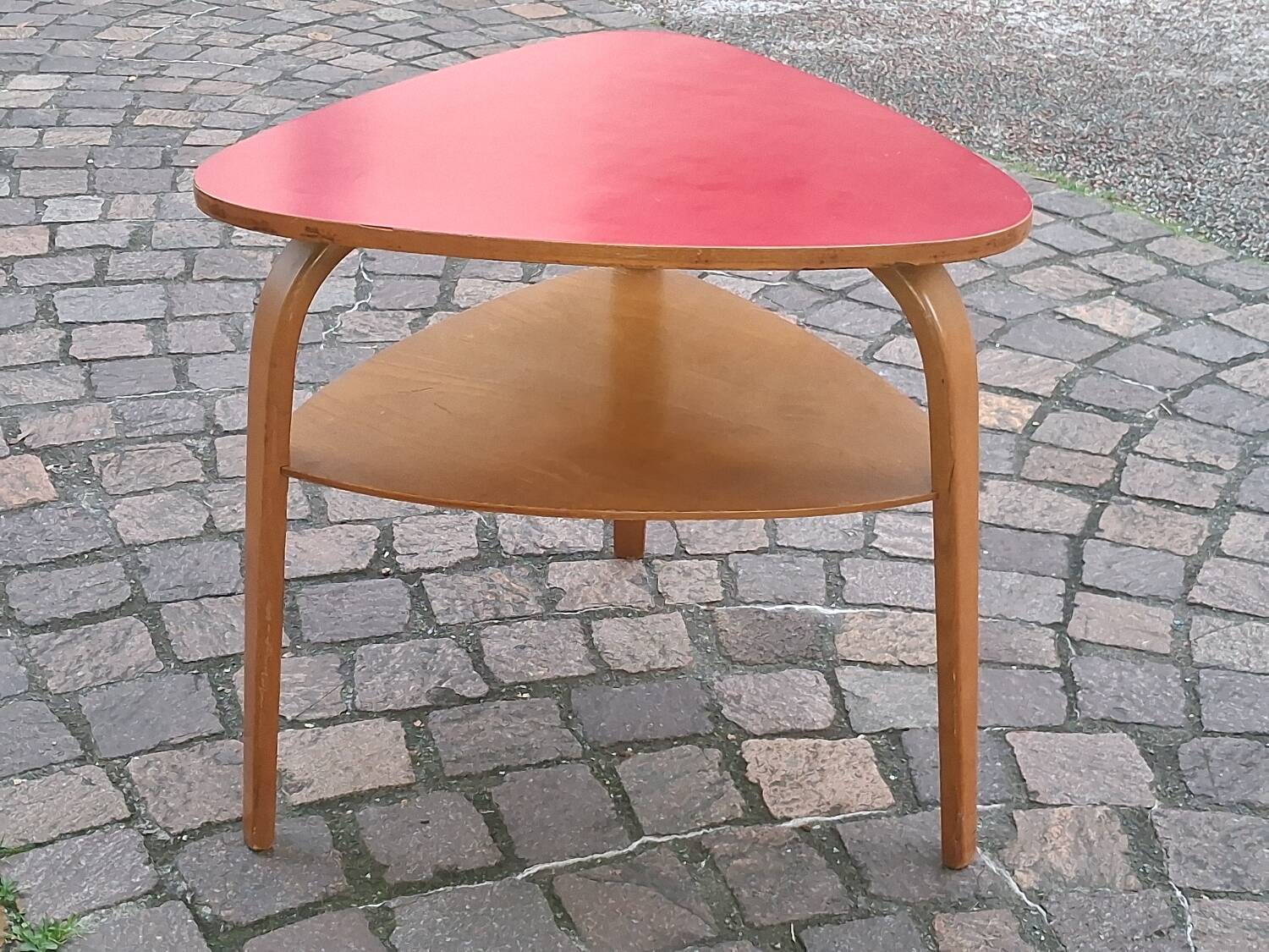 Hugues Steiner Bow Wood double-tiered tripod coffee table