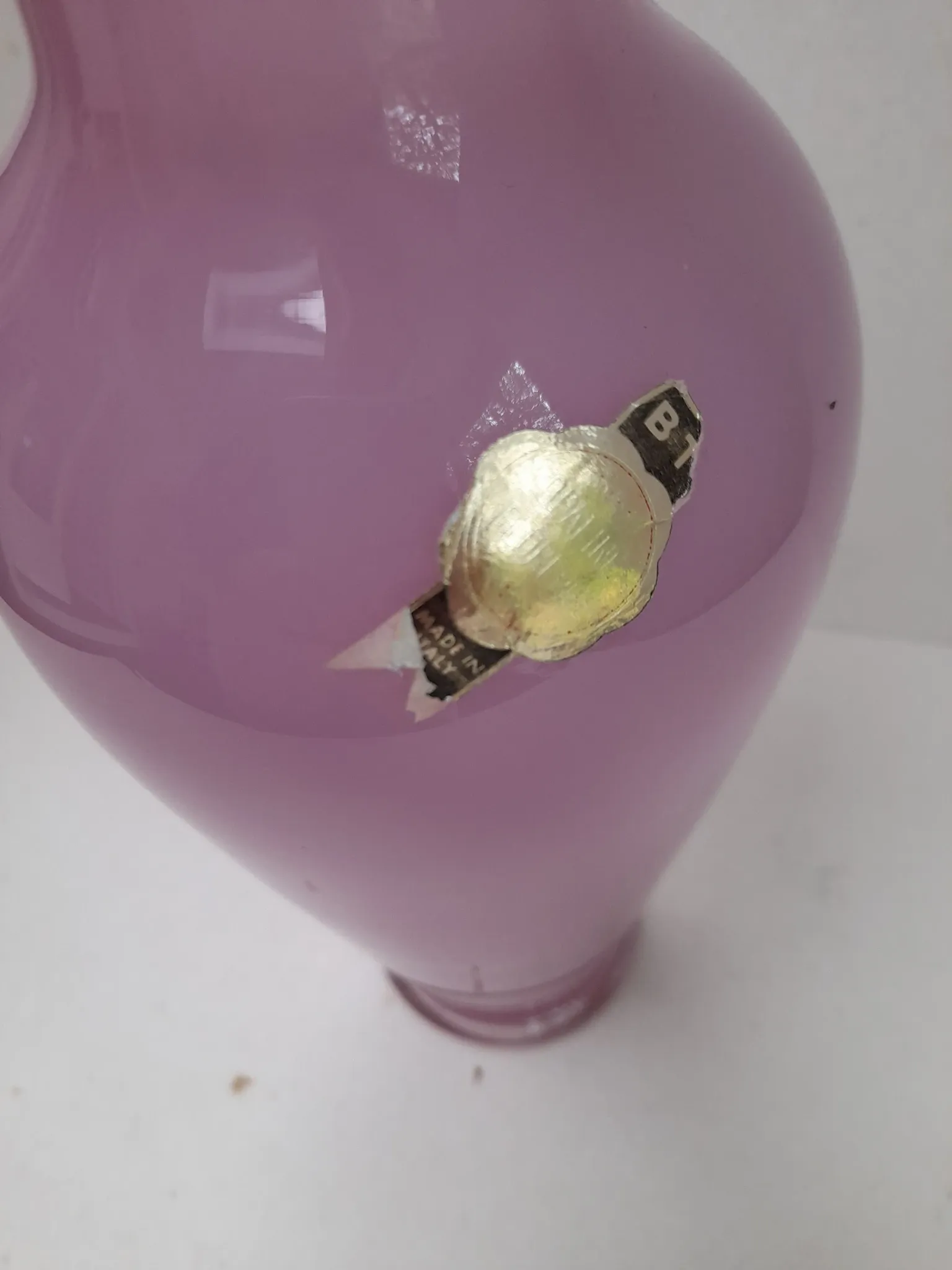 Large pink opaline vase made in Italy