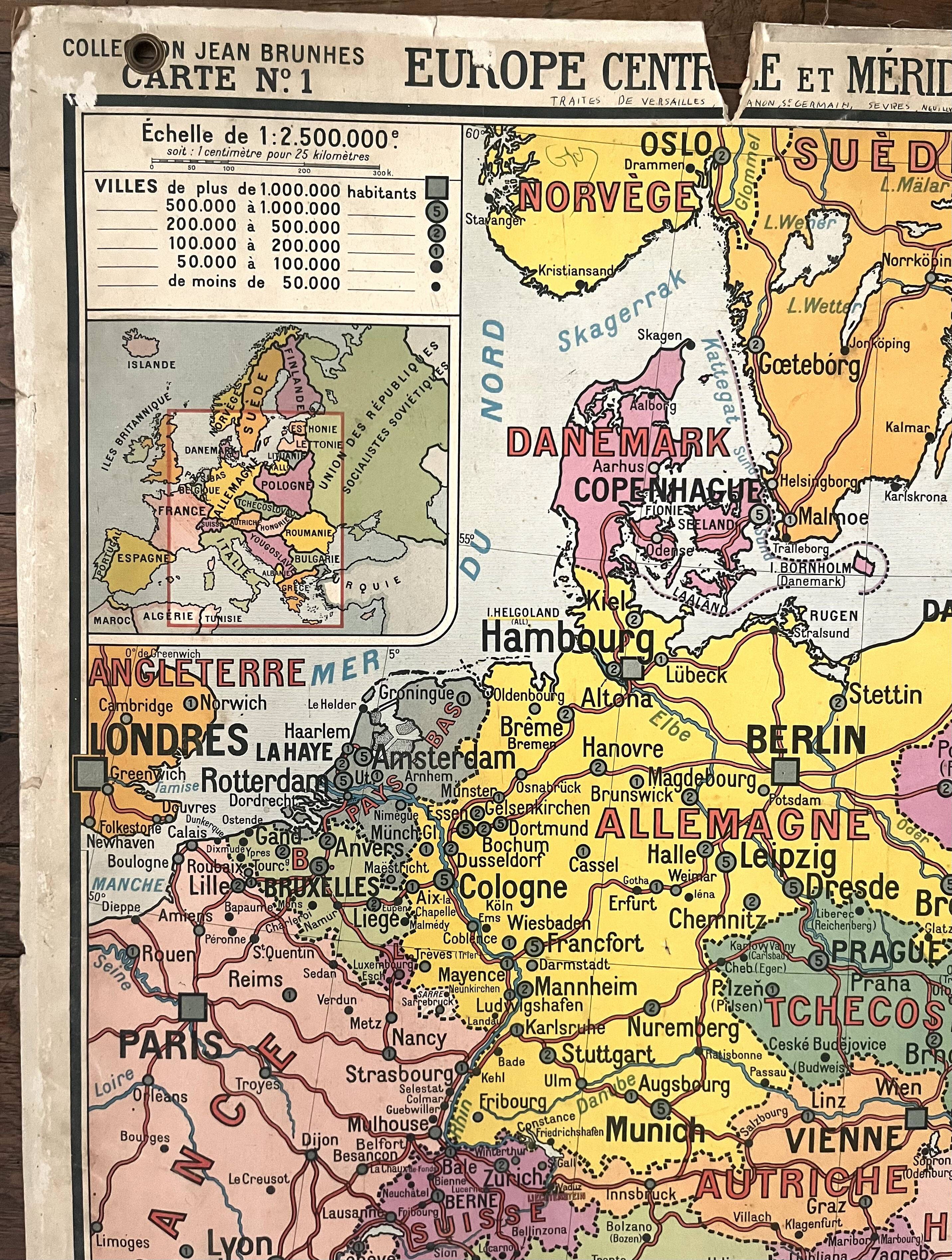 Old school map Hatier Brunhes 1, 1930 - Central Europe