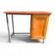 Vintage 1950s desk in red Formica, wood and metal.