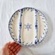 Special plate in iron earth from Sarraguemines Rouen model blue and white reliefs