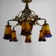 Gilded bronze and blown glass paste chandelier, Muller Frères, Art Deco
