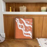 Tableau vagues en relief terra cota