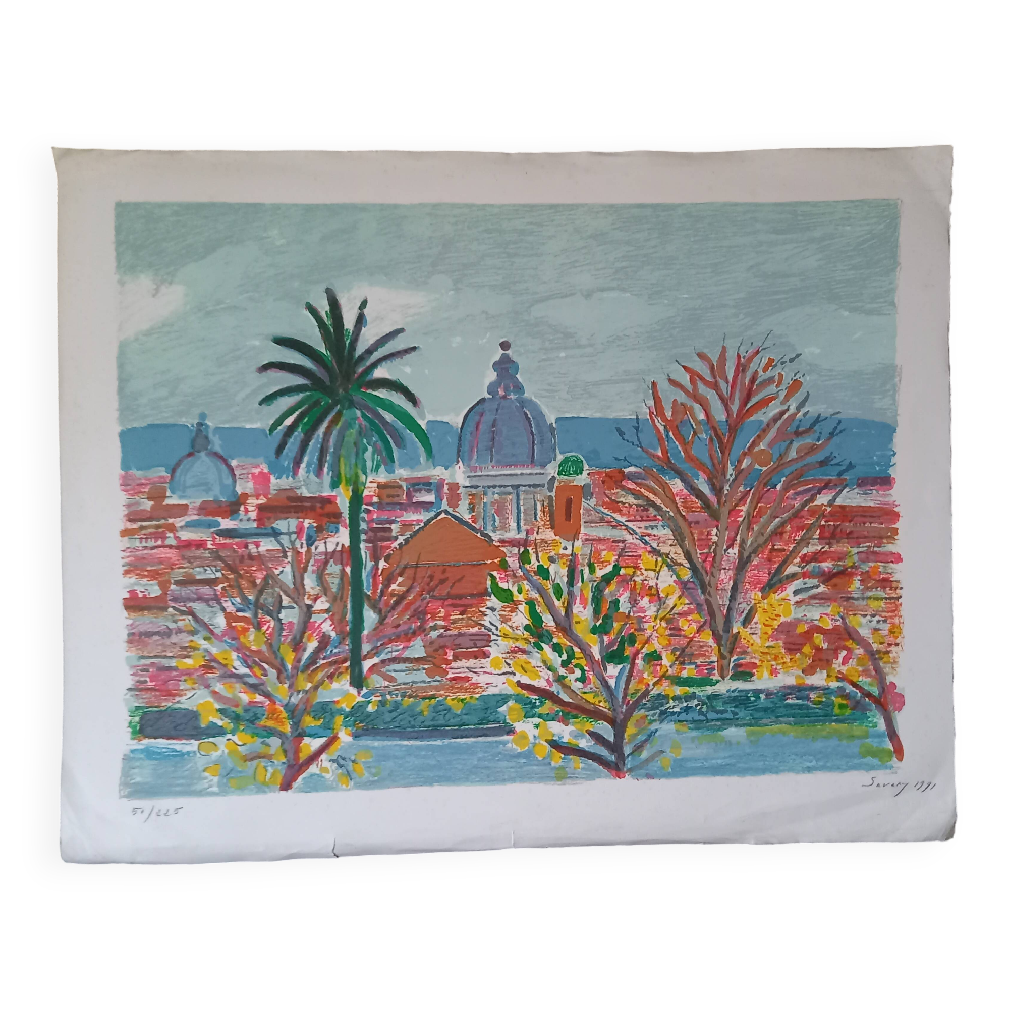 Original lithograph by Robert Savary (1920-2000), Rome, Italy.
