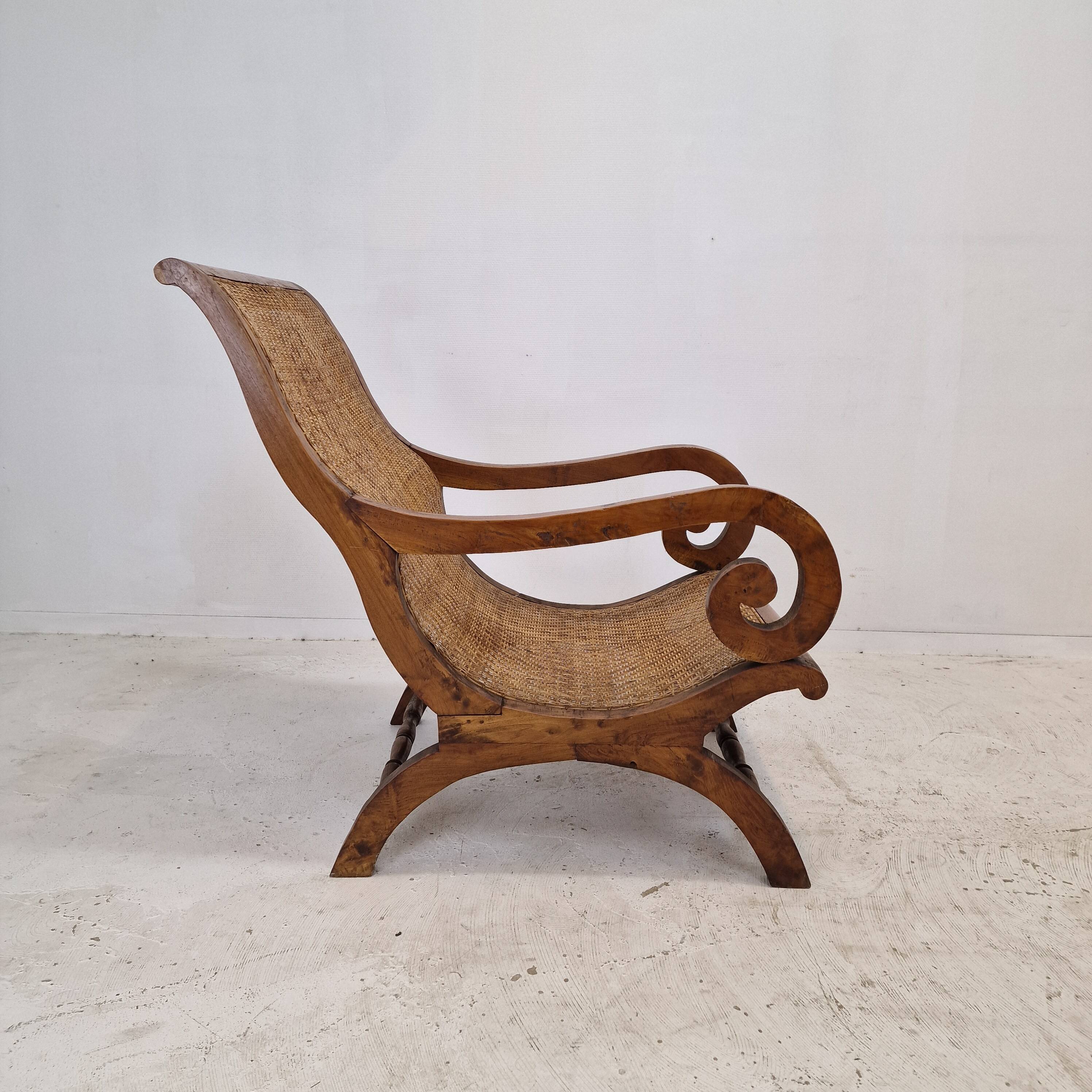 Colonial Style Carved Caned Plantation Chair