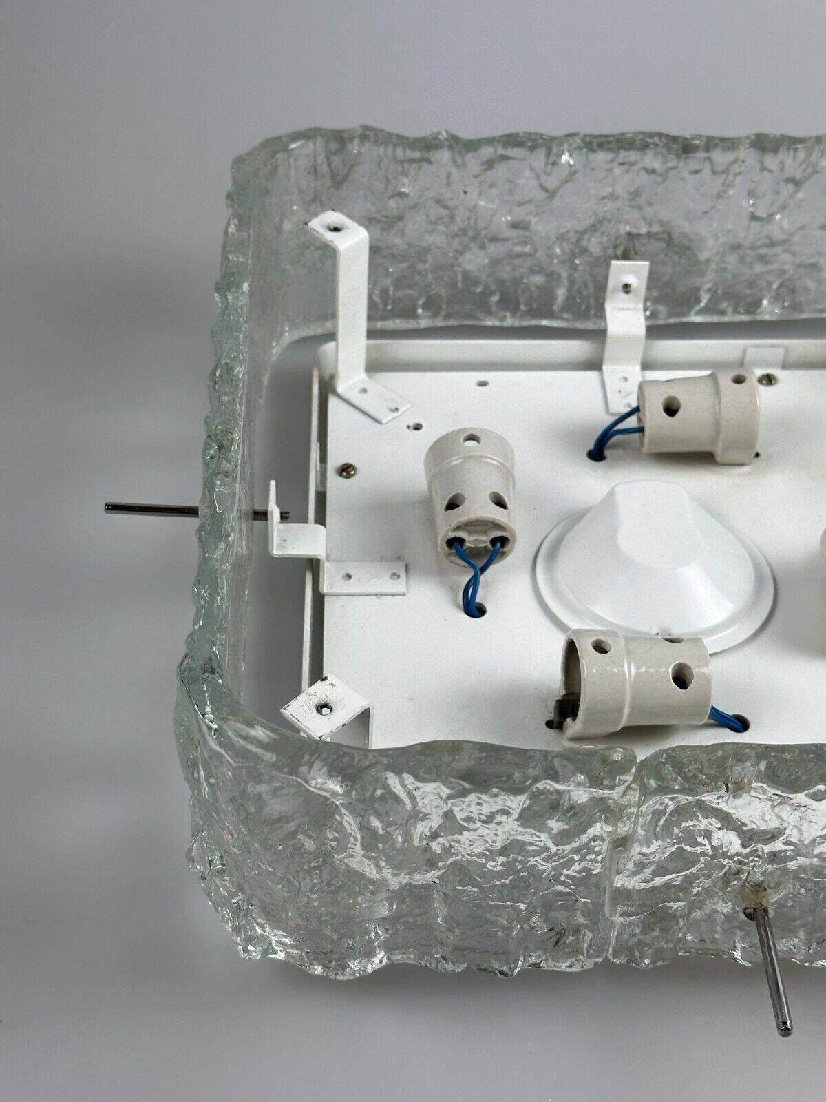 60s 70s ice glass flush mount ceiling lamp by Kaiser Leuchten Germany