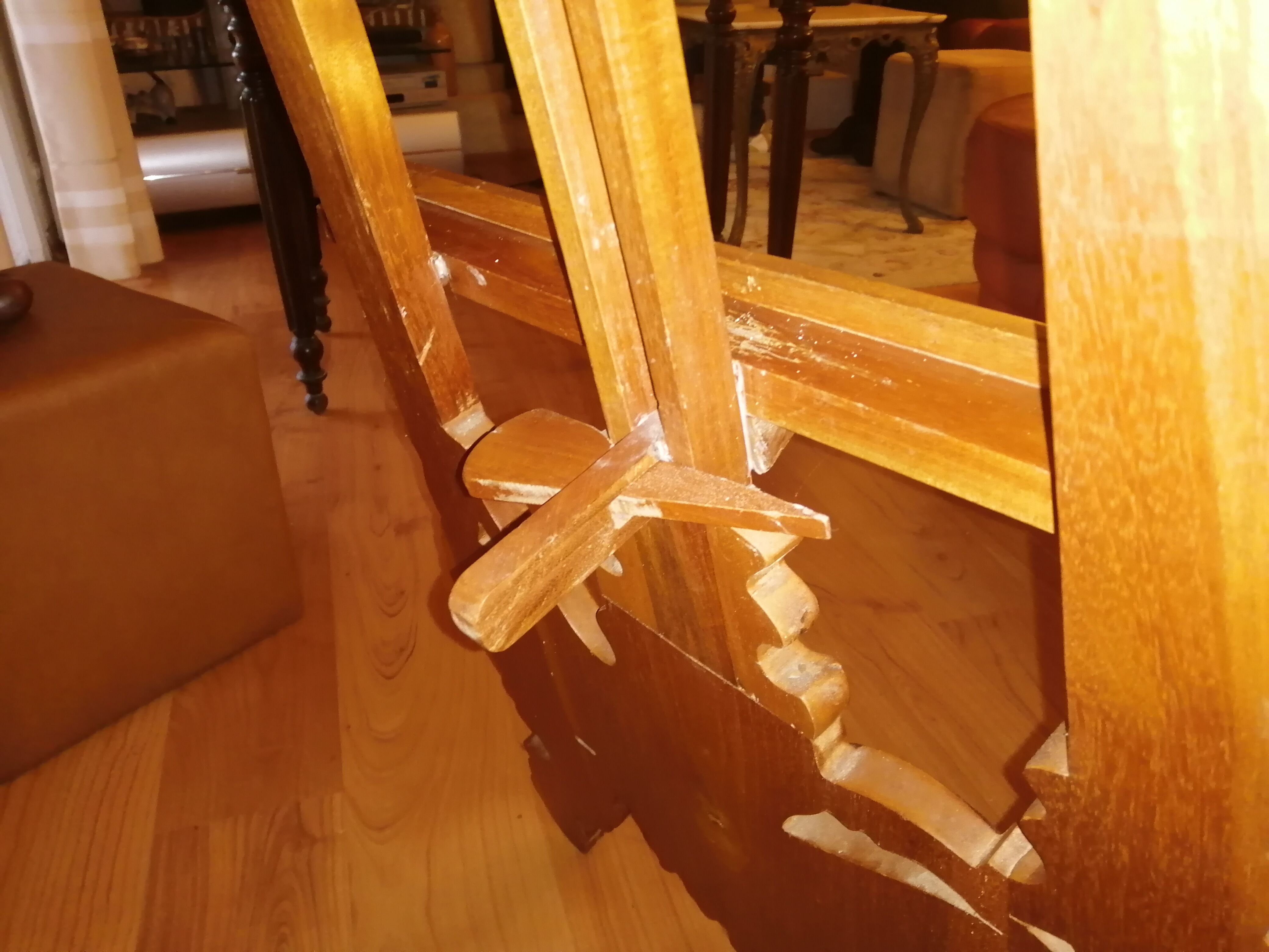 Easel in exotic carved wood, art nouveau style