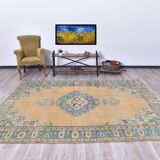 7x9  Orange &  Blue Turkish Area Rug 207x289Cm SK 240623