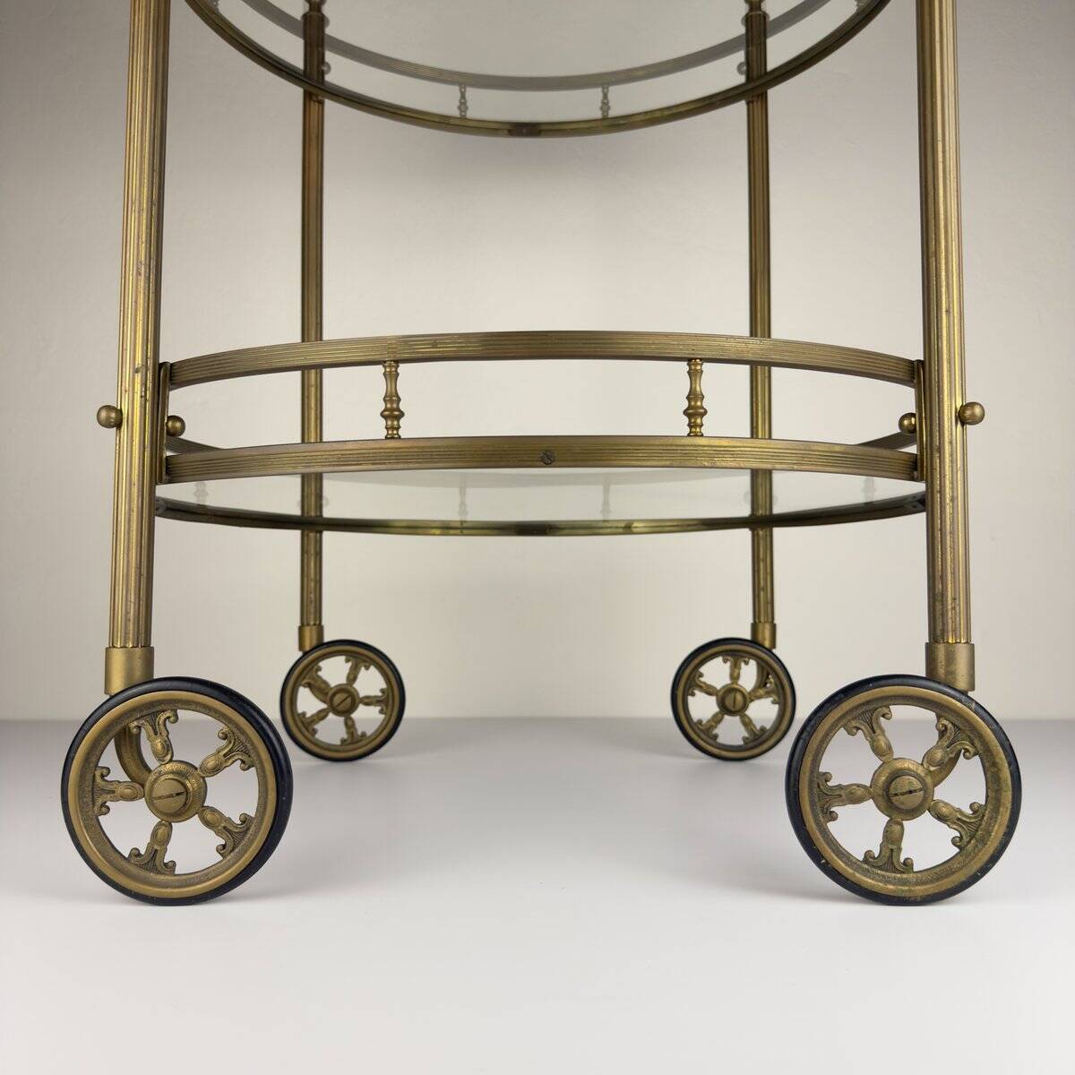 Vintage French brass bar cart, 1950s