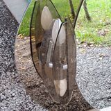 Oval mirror with 2 double tain sconces by Antonio Lupi from the 80s, 69x55 cm