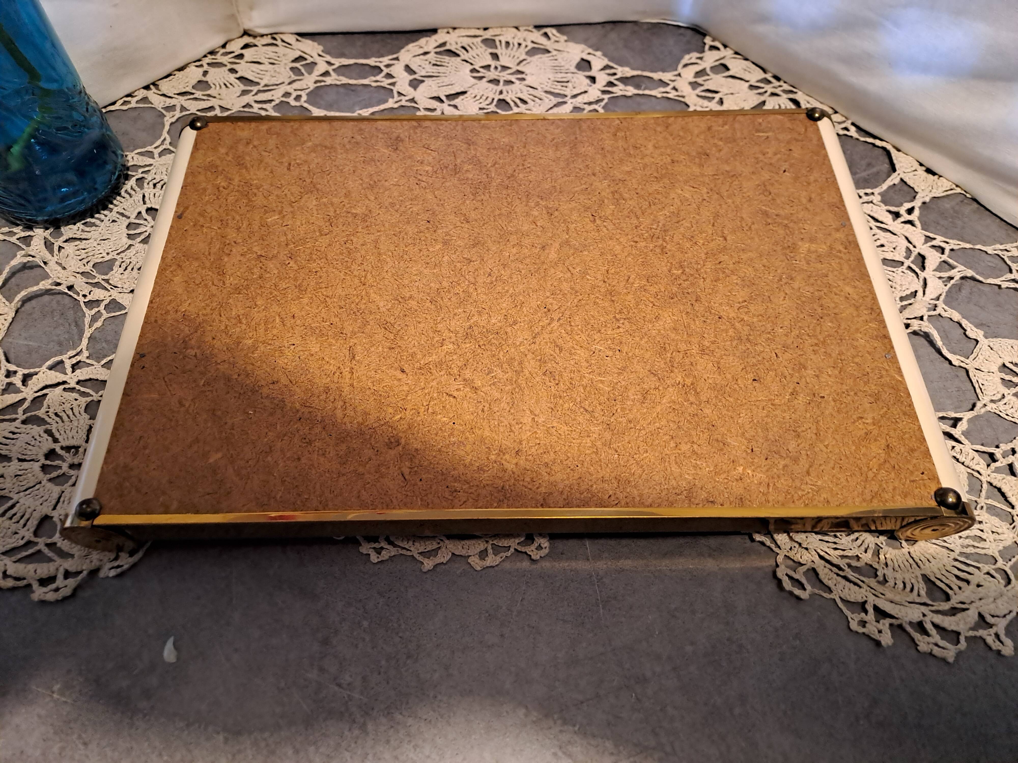 Art deco tray with rectangular mirror background