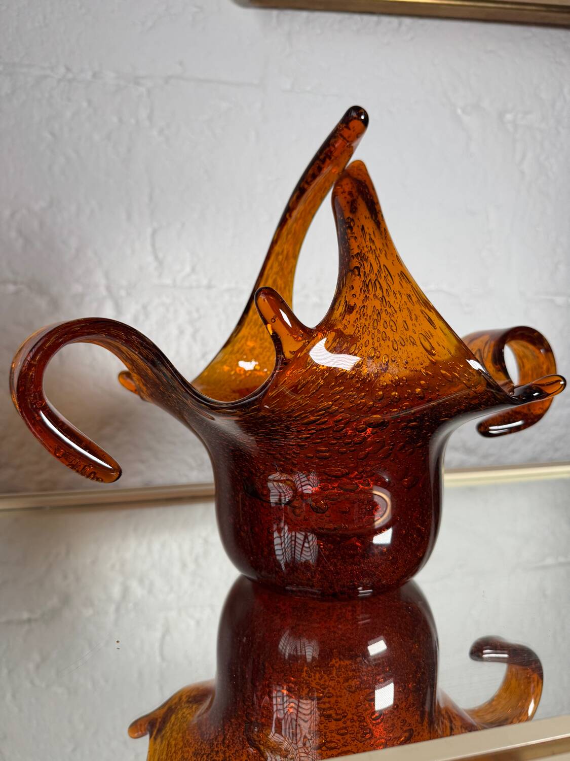 Amber blown glass empty pocket from the 60s