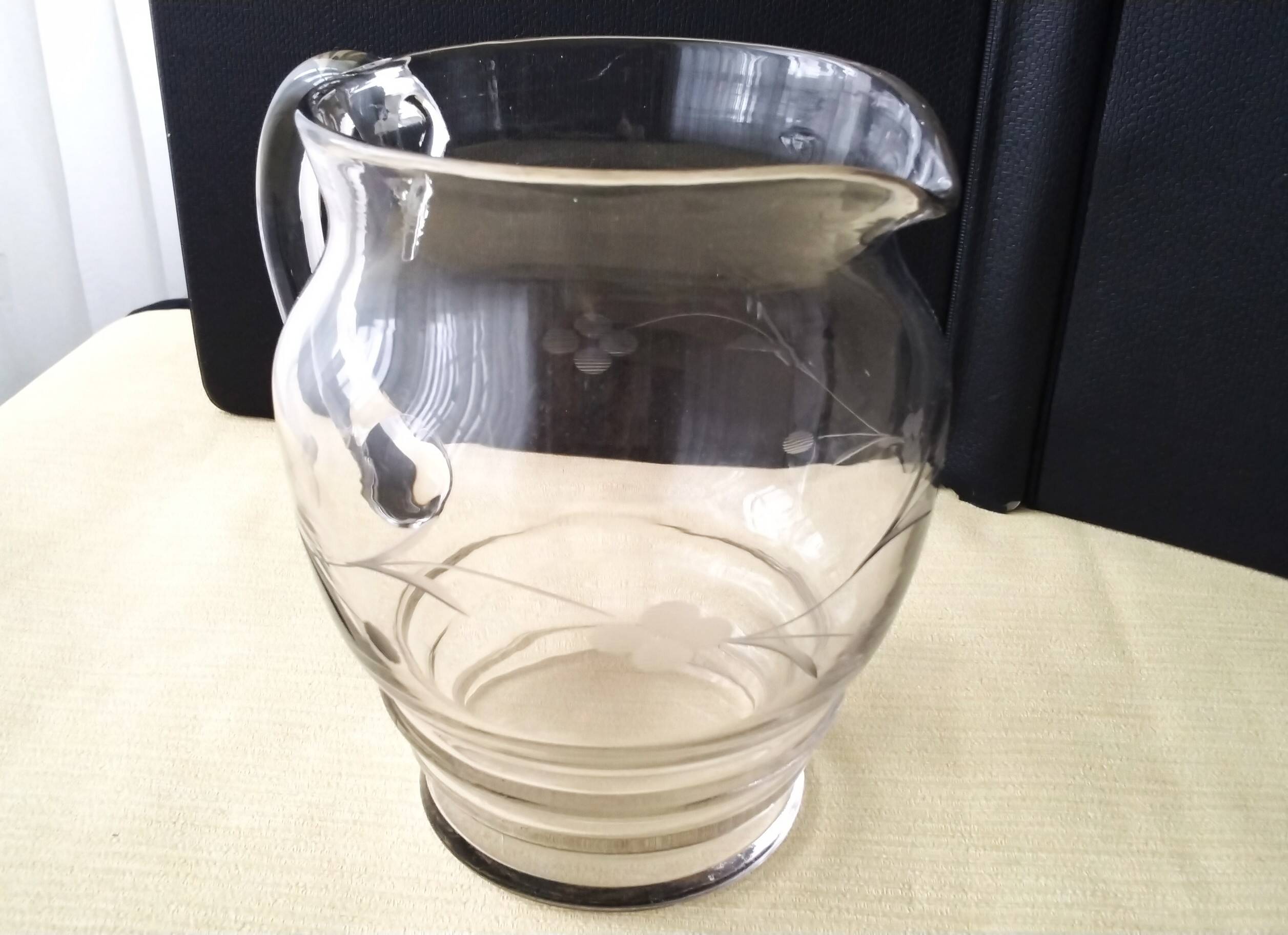 Jug, pitcher, glass water carafe with a frosted design 1.2 L