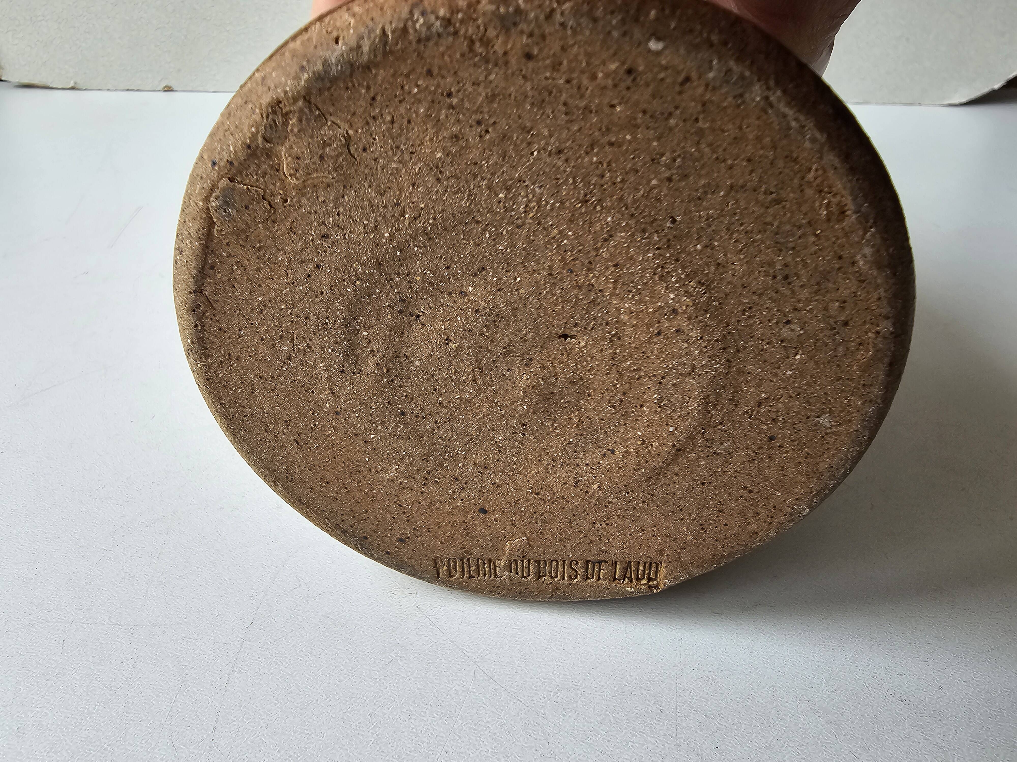 Stoneware ceramic pitcher signed poterie du bois de Laud