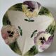 4 barbotine plates with pansies H. Boulenger Choisy-le-Roi