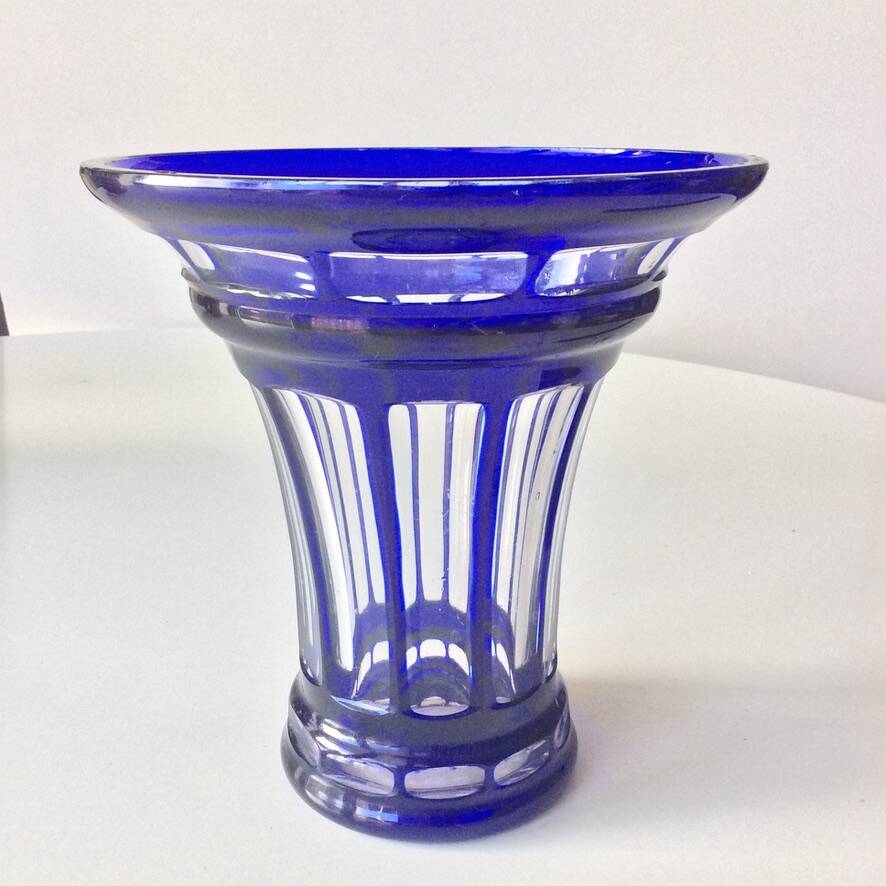 Signed Baccarat crystal overlay vase, 1940s