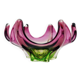 Coupe Fleur Murano - Cristal Sommerso Rose & Vert - 29cm