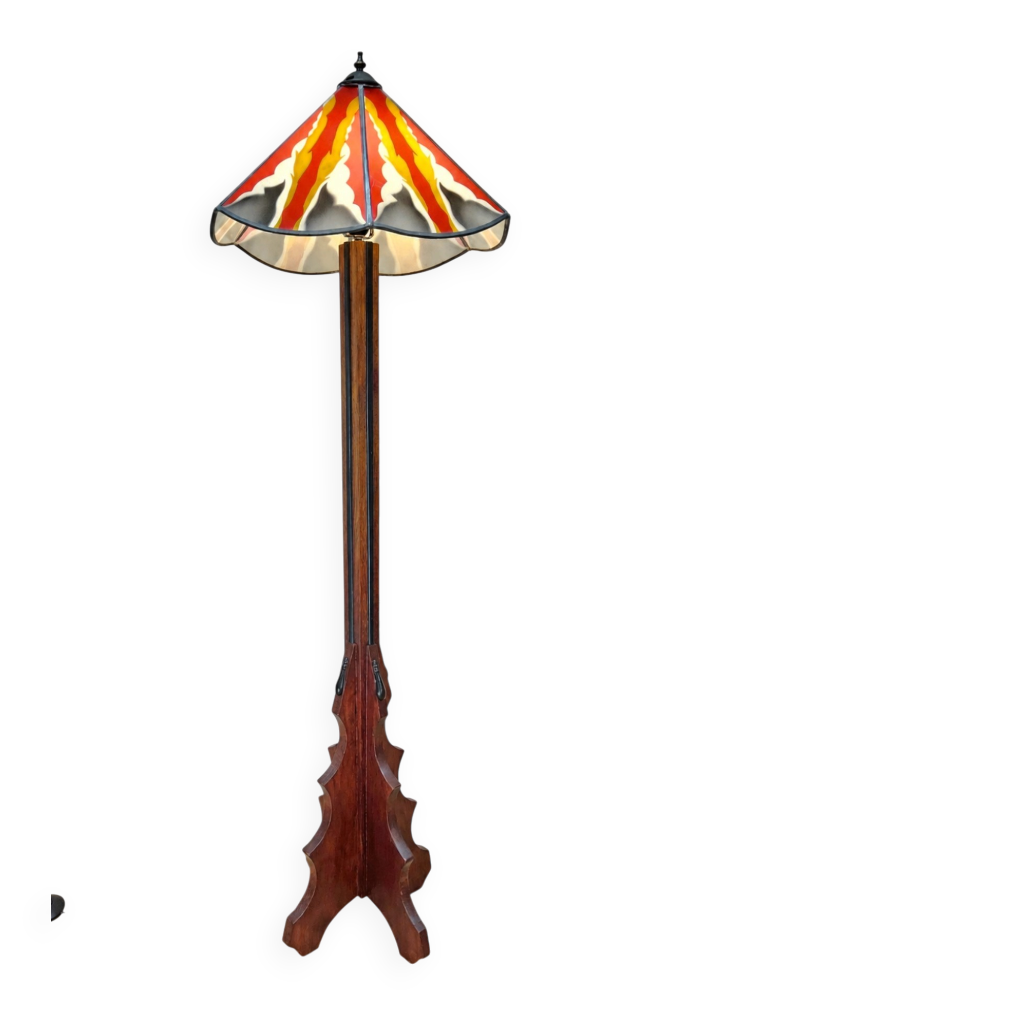 Lampe de sol Art Déco de l'École d'Amsterdam en vitrail