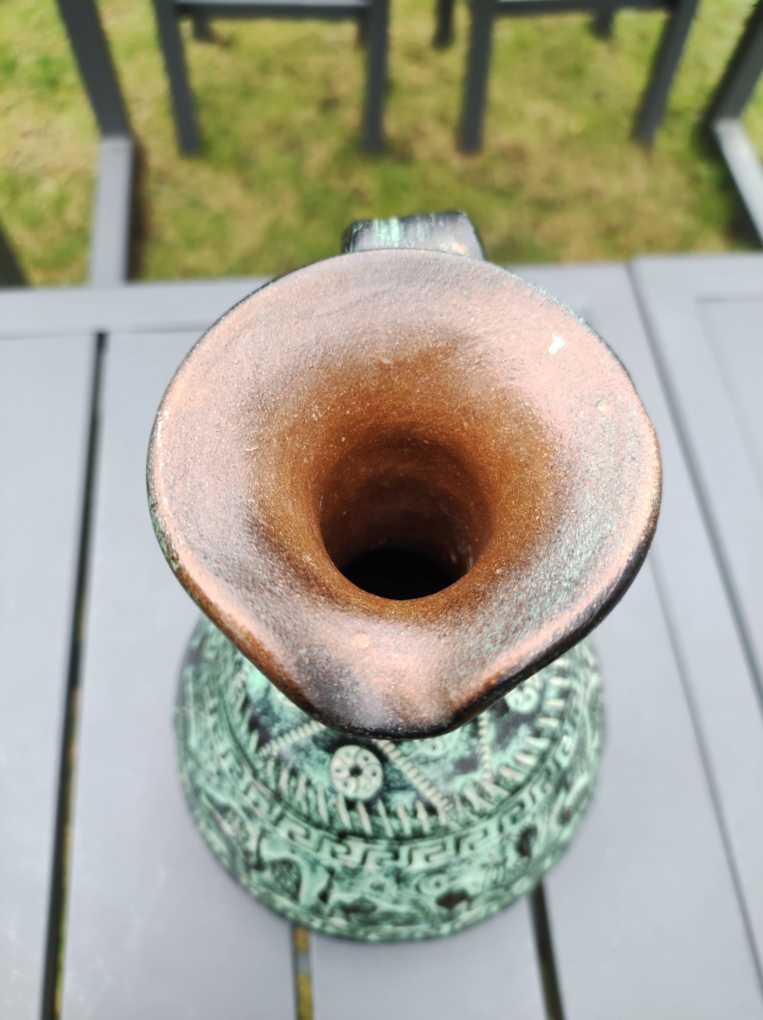 Ancient Greek/Rhodes amphora vase, with inclusions of animal decorations Greek mythology