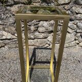 Vintage 1980s square gold metal end table/shelving by pierre vandel, 2 pieces