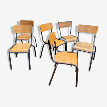 Lot de 15 chaises d'école mullca delagrave dépareillées vintage