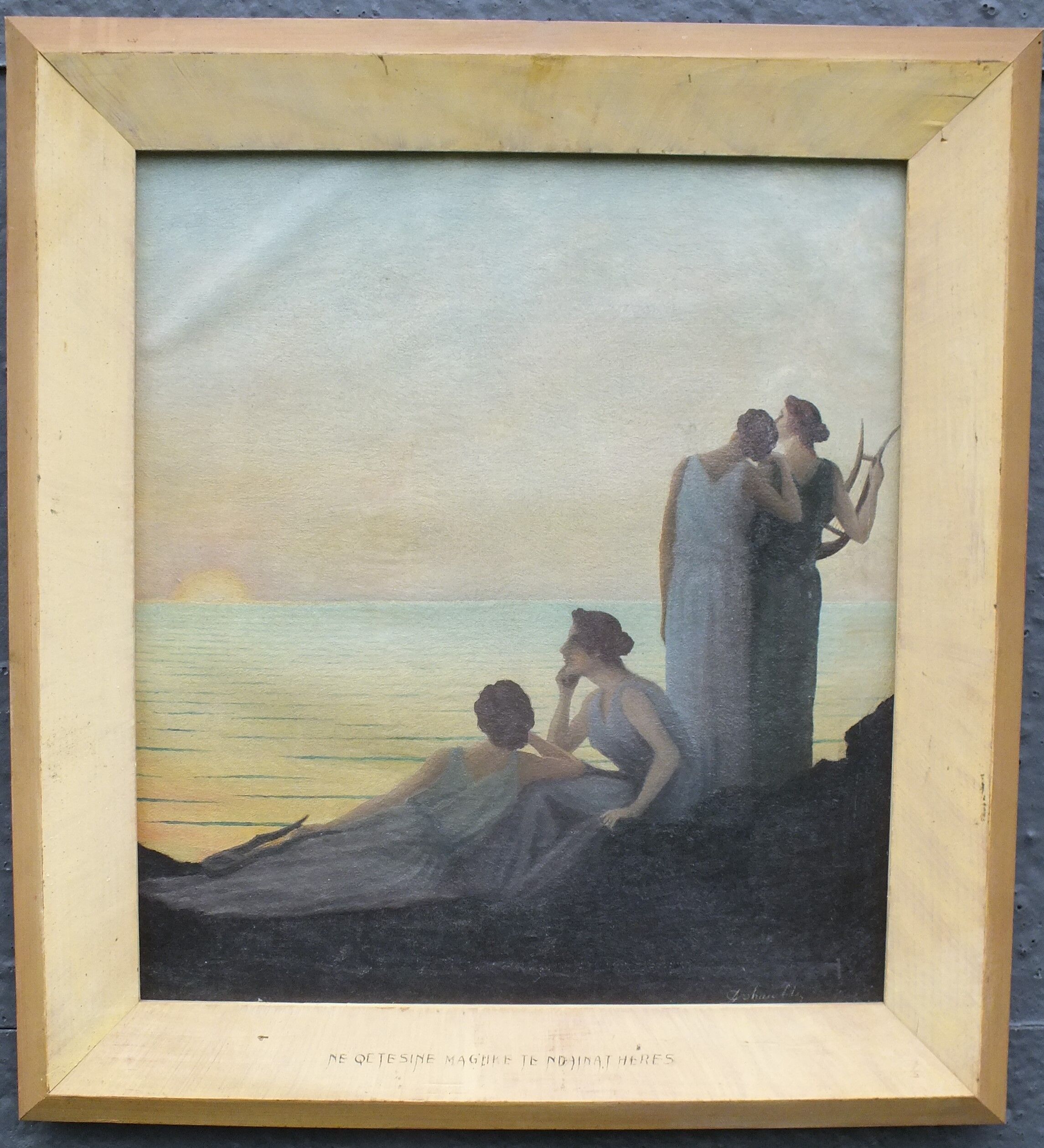 Soir antique, after Alphonse Osbert, oil on canvas signed framed