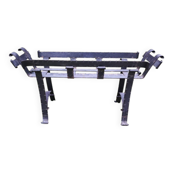 Support à bûches, jardinière en fer forgé