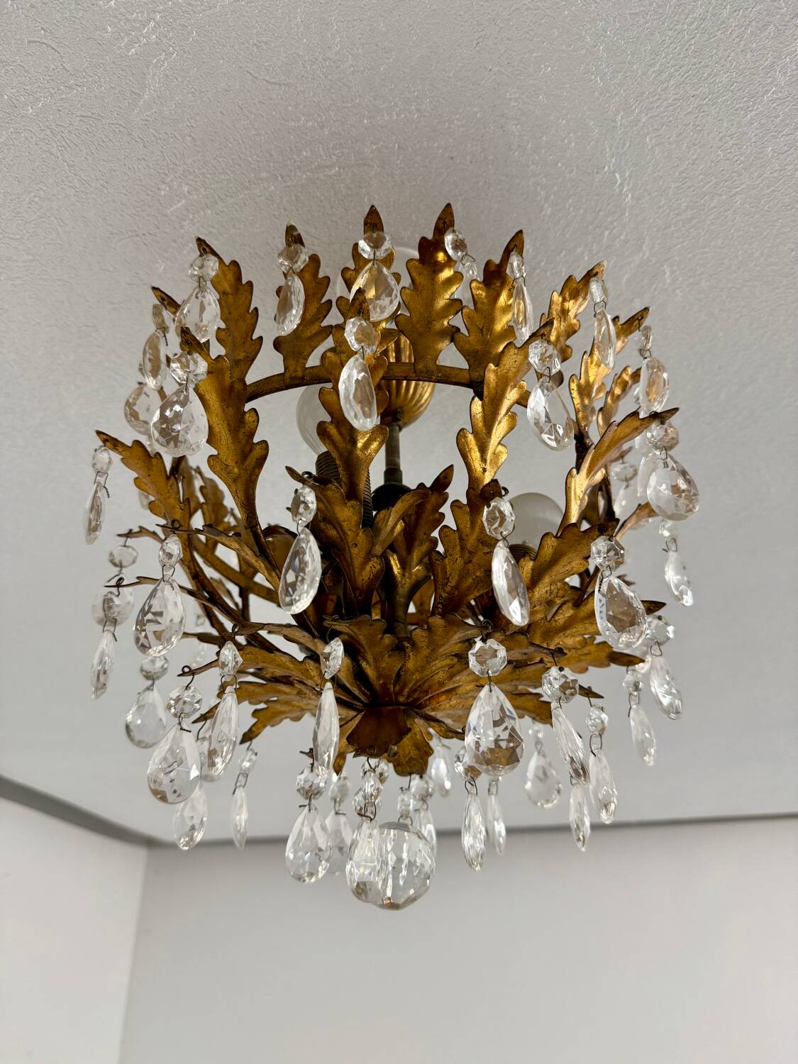 Antique chandelier with brass tassels, Banci design, Florence, Italy, 1950s