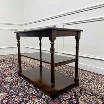 Classic English side table with brown leather top