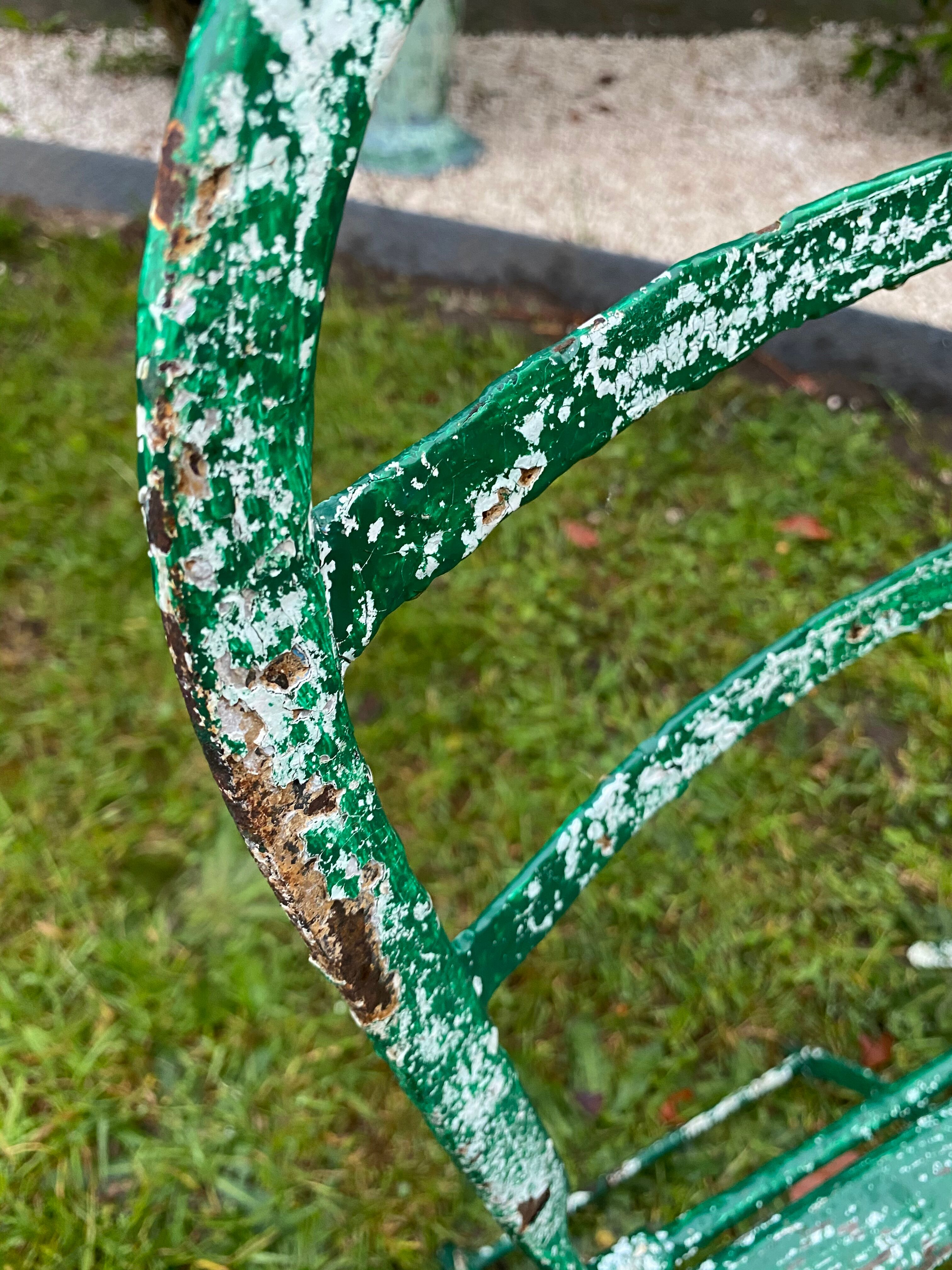 4 metal and wood garden chairs 1930