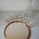 Old glass carafe liquor service with gilding vintage ice mirror tray