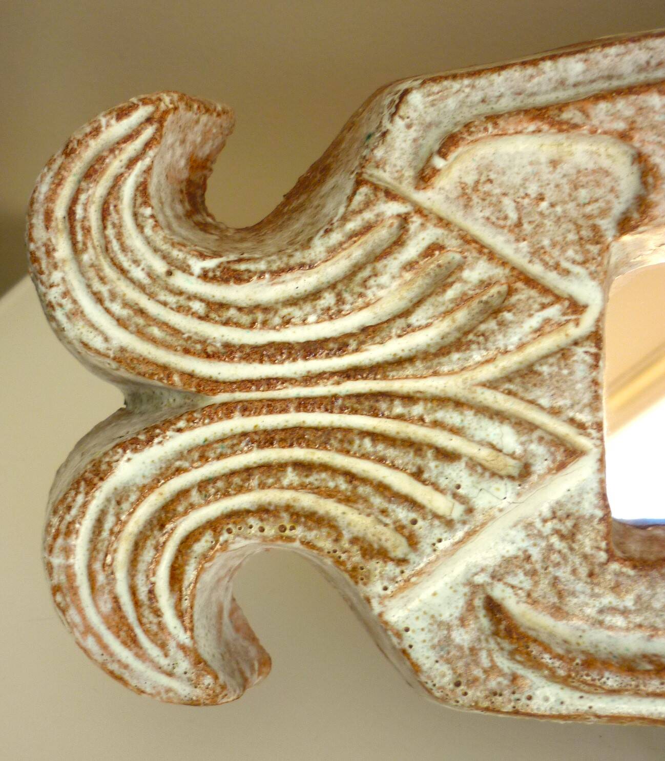 Miroir poisson, céramique émaillée, signé Robert Meynard, Vallauris, 1950