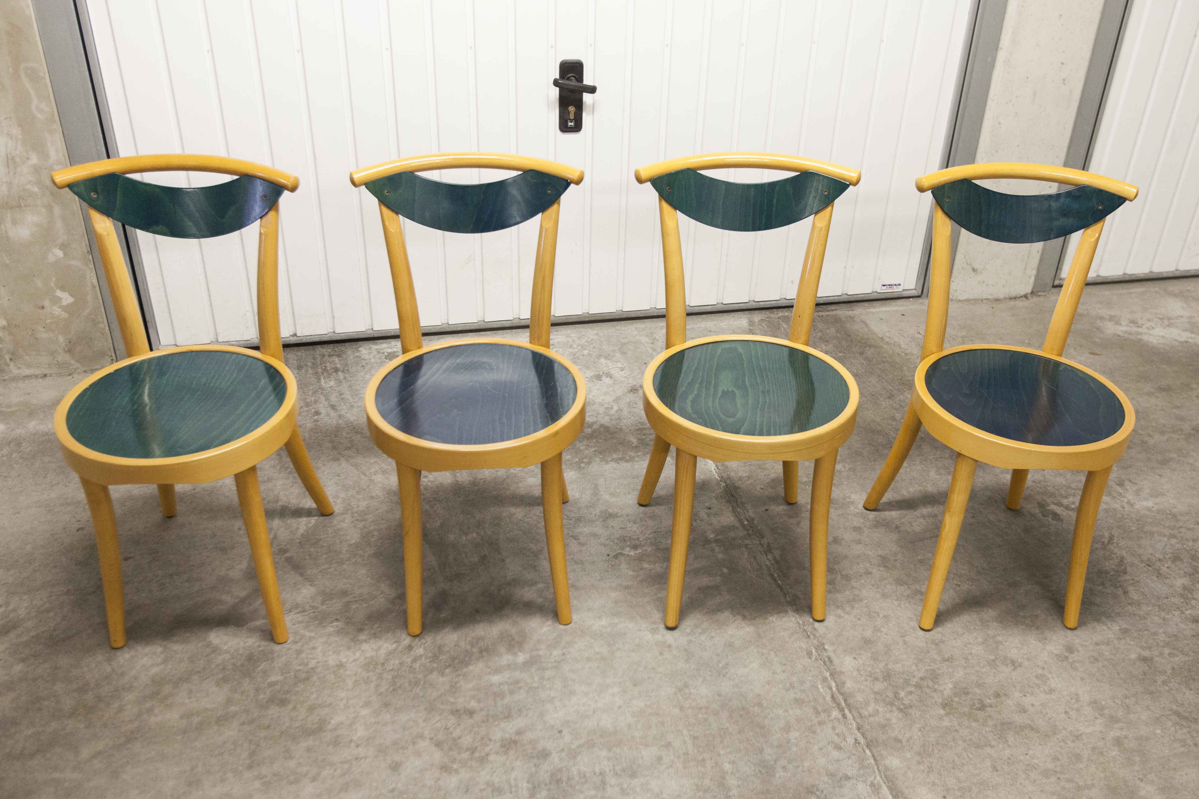 set of 4 chairs bistro Baumann model "Pollen café" design Pagnon / Pelhaître 1997