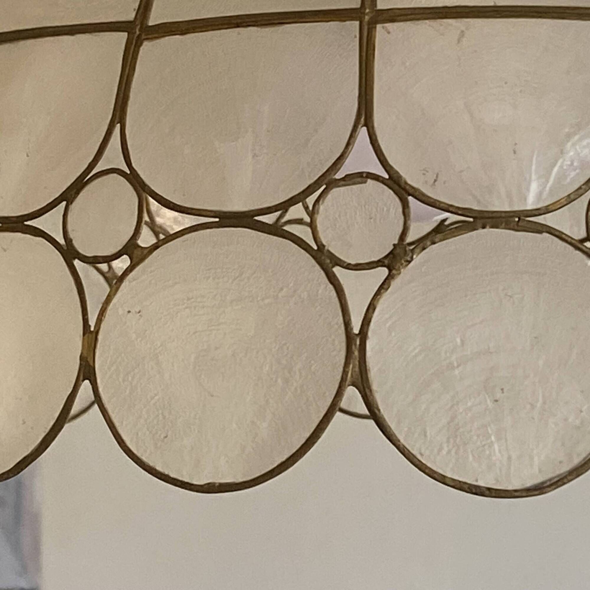 Suspension lampshade in mother-of-pearl 1950 vintage light fixture