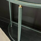 Half-moon console in glass and metal