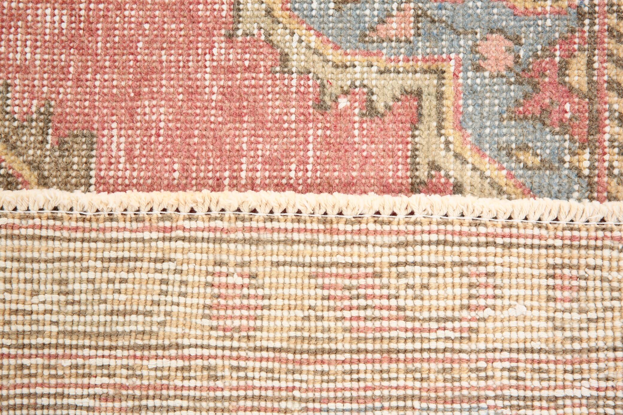 3x12 Pale Red Cream Soft Wool Vintage Runner Rug