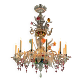 Two Tier Multicolor Murano Glass Venetian Chandelier