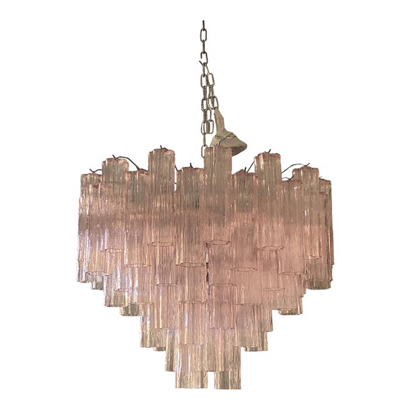 Contemporary Pink “Tronchi” Murano Glass Chandelier
