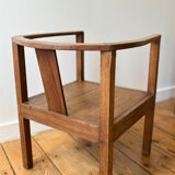 Pair of solid wood armchairs